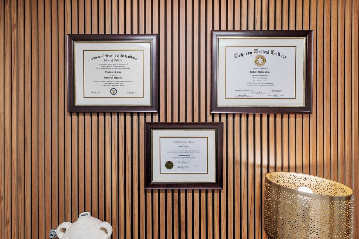 Board certification on the wall